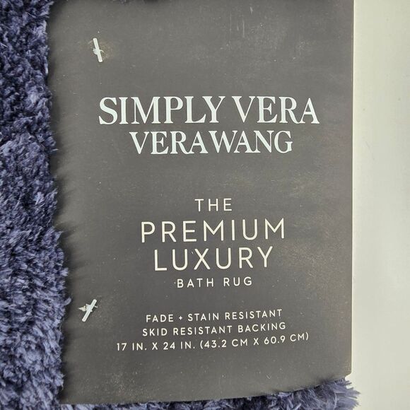 Simply Vera VeraWang Navy Blue Shaggy Bath Mat Rug Set The Premium Luxury 2pc - Picture 2 of 6